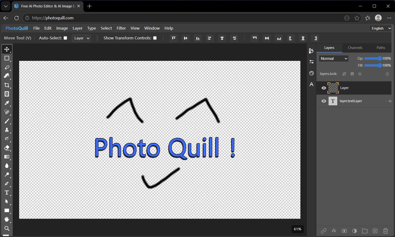Layer panel for a browser-based editor used as an alternative to a free Gimp online editor