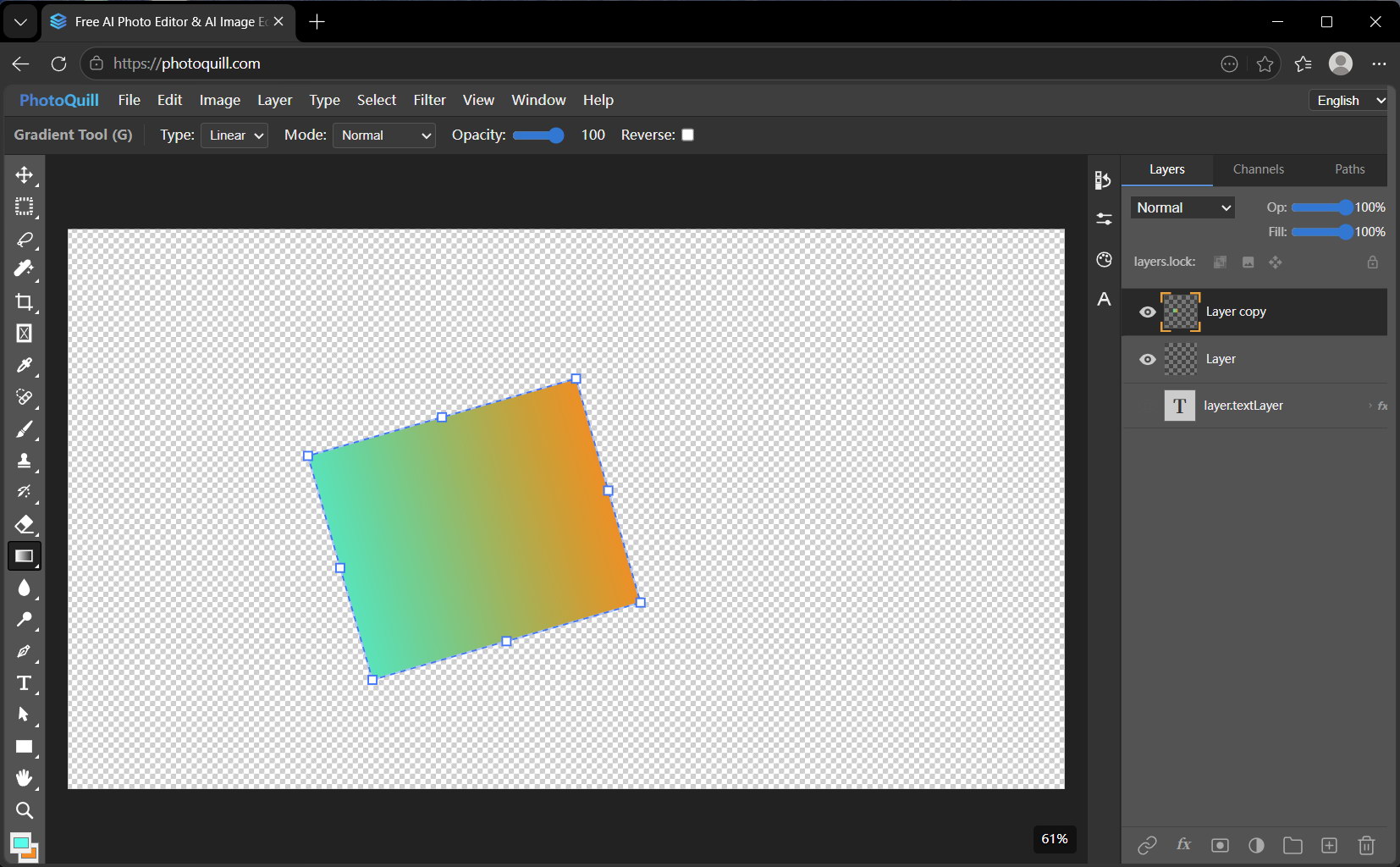 A professional editing interface available for free on the web